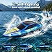 CAPTAER Remote Control Boat for Kids, RC Boat for Pool, Lake, River and Pond with LED Lights, Self-Righting, Waterproof, Fast Speed Racing Electric Boats 2 Speed Modes 60mins Rechargeable Batteries