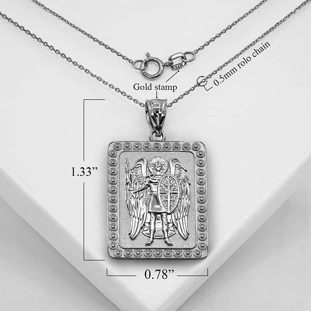 Sterling Silver Archangel St. Michael Cross Sword Shield Angel Guardian Protection Prayer Pendant Necklace - Image 2