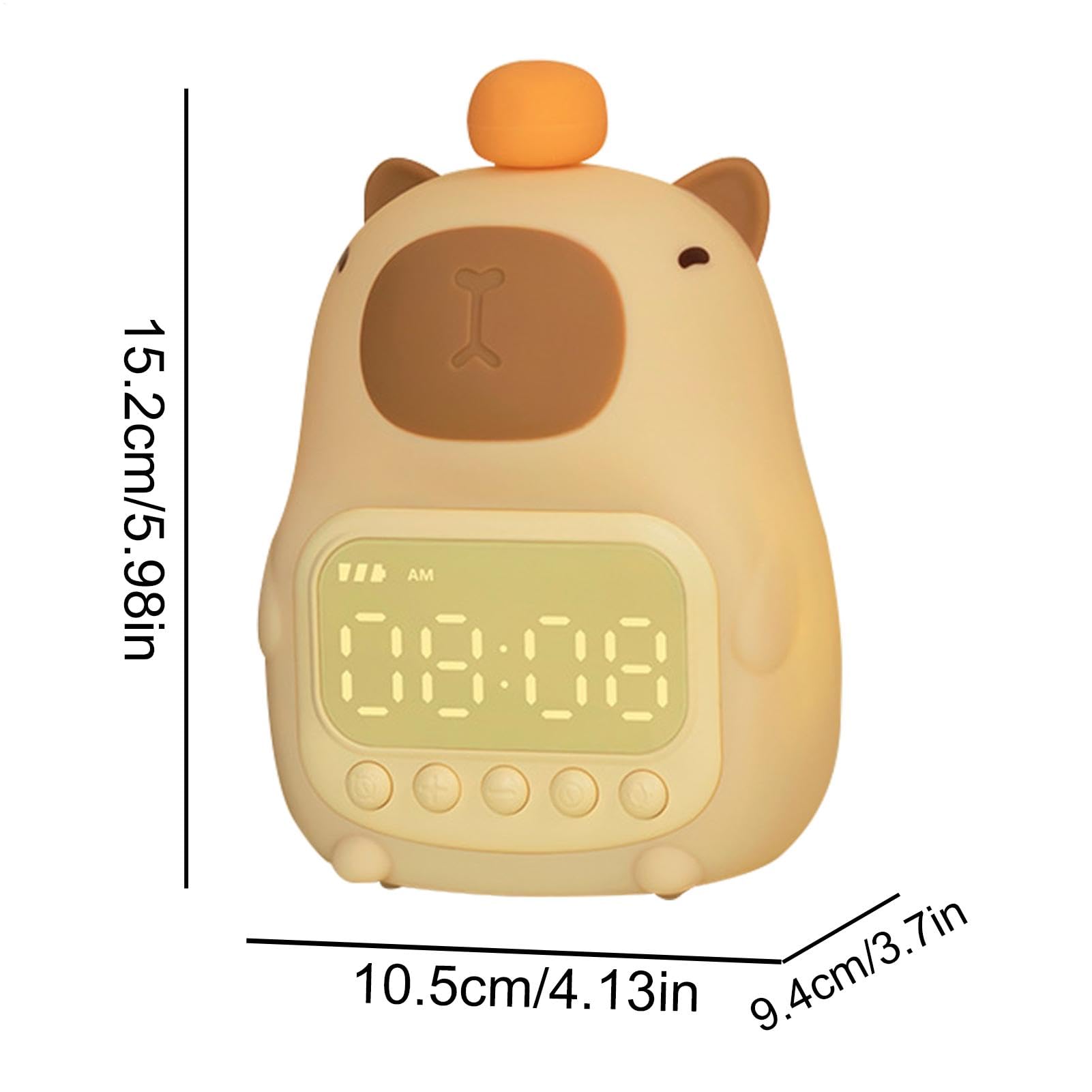 Adorable Despertador Digital - Luz De Noche De Capibara Y Entrenador De Sueño | Lámpara Digital De Capibara, Relojes De Mesa, Reloj De Mesa Con Animales De Moda Para Habitaciones De Niños Y Niñas