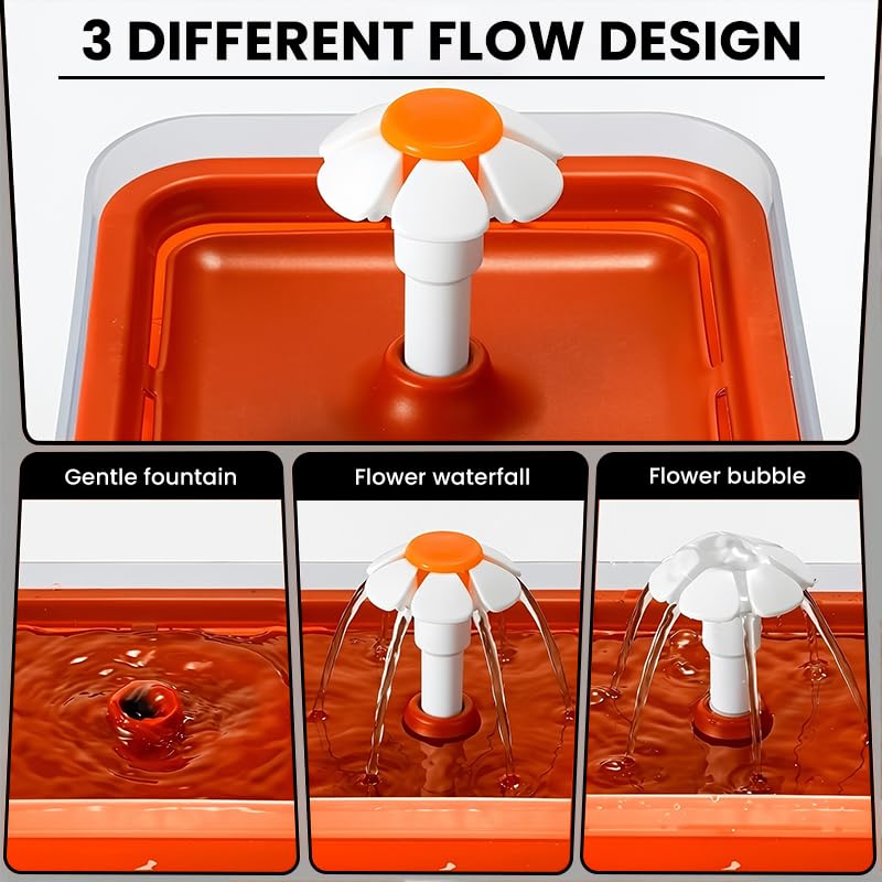 Image of Qpets 2.2L Cat Water Fountain, Auto Pet Dispenser with LED Light, Orange