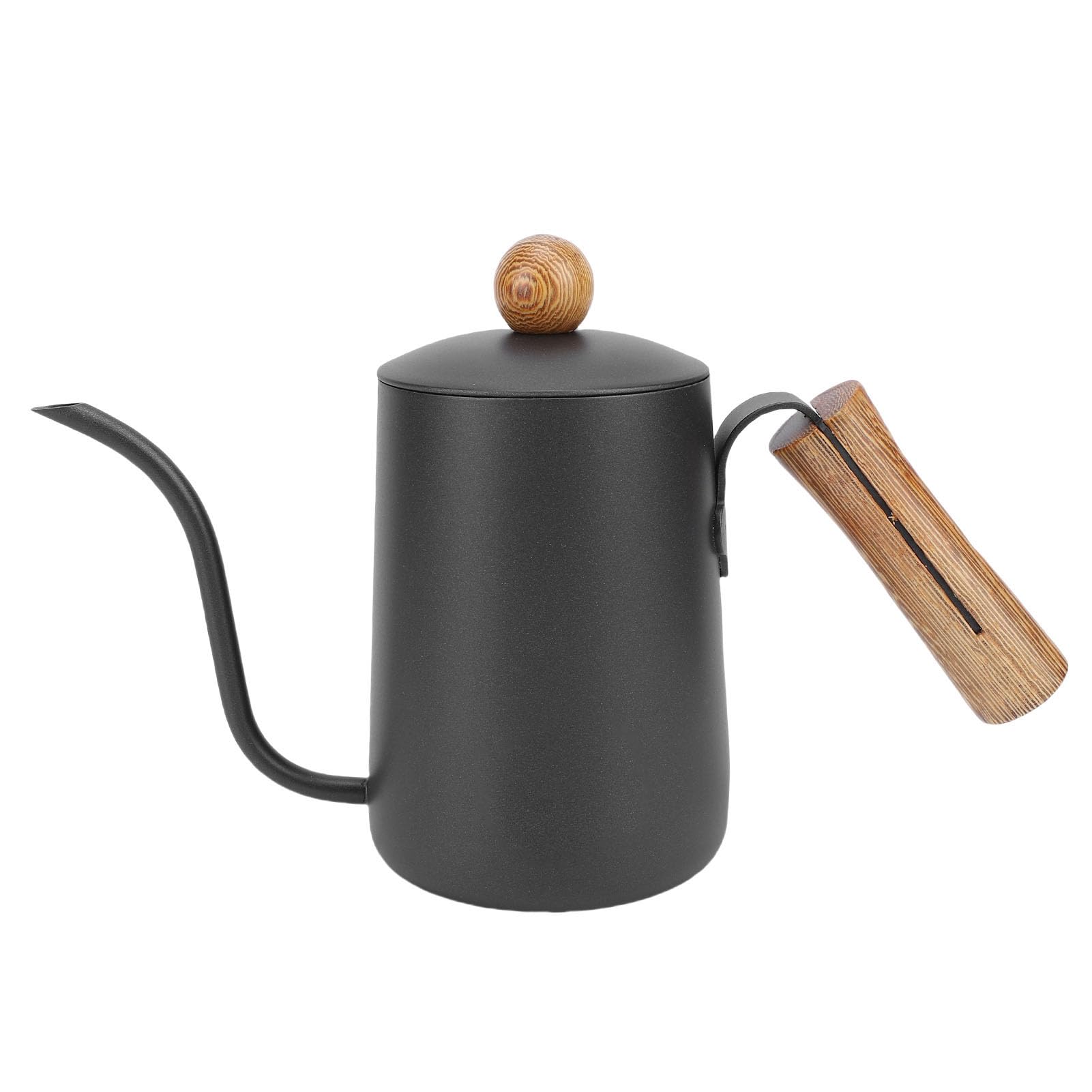 Bollitore per caffè in acciaio inossidabile con coperchio con manico in legno di faggio