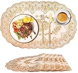 Gold Round Placemats Placemats for Dining Table Set of 6, Washable Heat-Resistant Table Mat Modern...