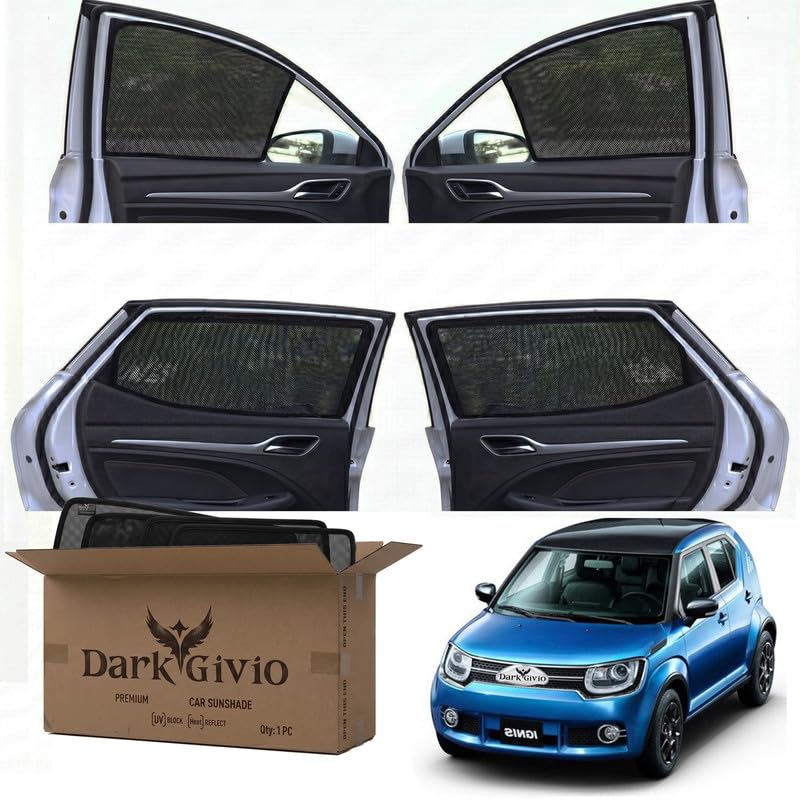 Image of Car Window Sun Shade Protector for IGNIS T 1 (Sigma) | Exact Fit Non-Magnetic Half Cut Sunshade (Set of 4 /6) | UV Blocker Side Window Car Curtains & Interior Accessory