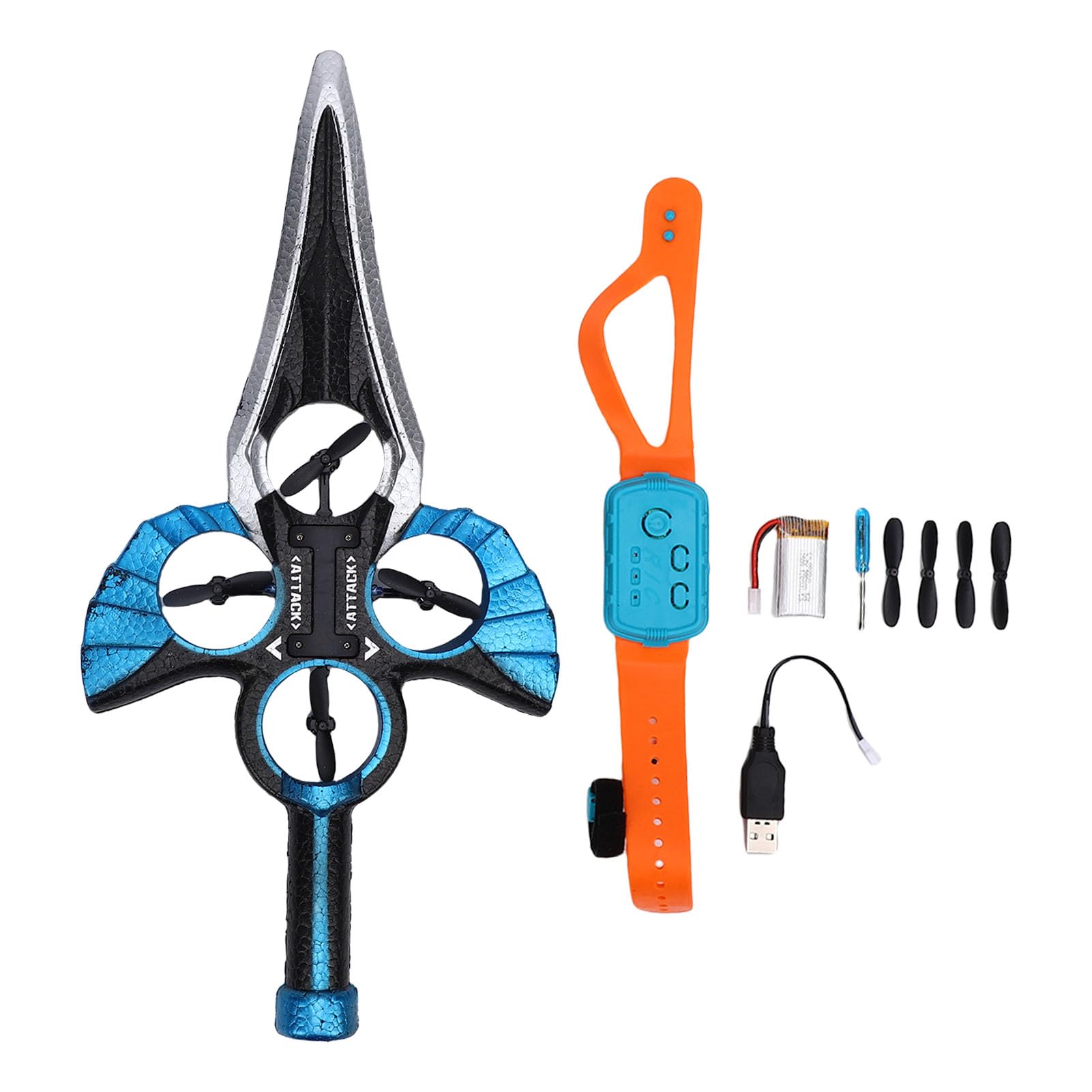 Vikye Flying Sword RC Airplane, Gesture Control RC Plane with LED Lights, Hand Motion Controlled Toy for Kids Adults Indoor Outdoor Play (Blue)