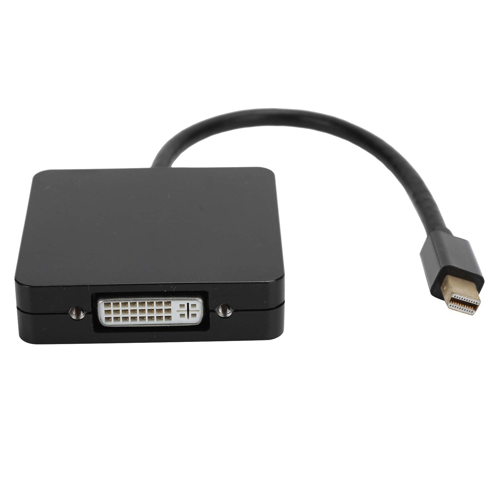 Wakects Adapter Mini na, Kabel Konwertujący Mini na DVI ABS 3 w 1, Pozłacana Wtyczka 1080P Typu Plug and Play do Monitora Komputerowego, Projektora Telewizyjnego (BLACK)