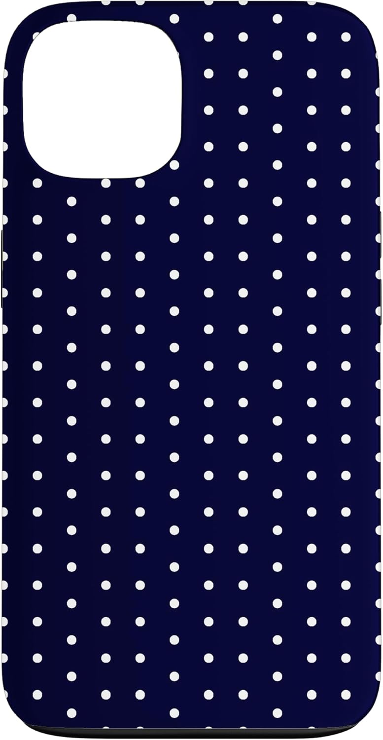 iPhone 15 Dark Navy Blue Polka Dot Geometric Pattern Case