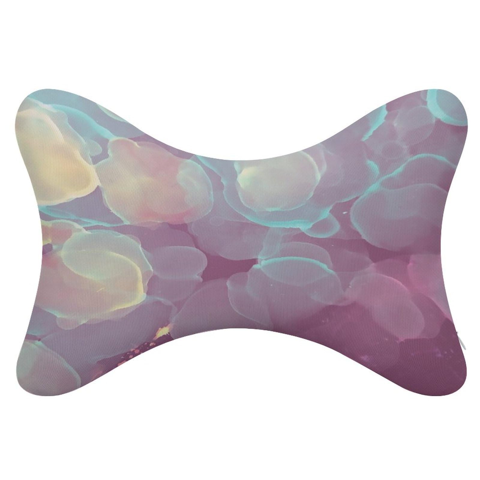 Multicolor Clouds 2Pcs Car Neck Pillow Memory Foam Bulingling Non Slip Auto Bone Shape Car Headrest Pillows Cushion Removable for Car Seat Travel Home Office Driving