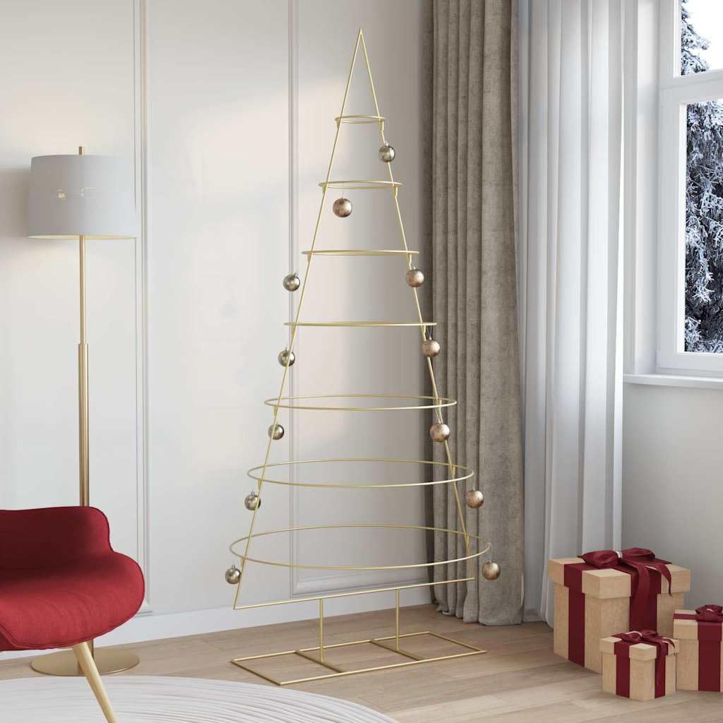 vidaXL Metall Weihnachtsbaum Gold 209 cm Pulverbeschichteter Stahl, Wohnzimmer, moderner Weihnachtsbaum, minimalistischer Schmuck, stylische Deko, Designer-Urlaubs-Skulptur