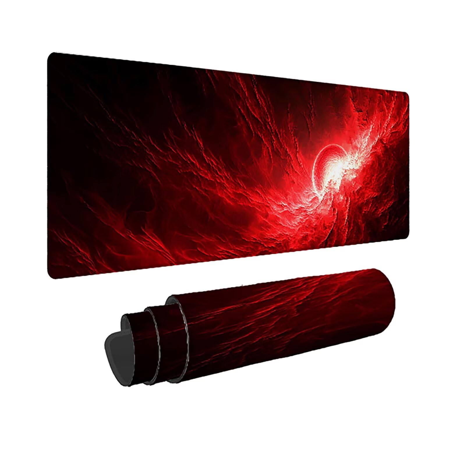 Podkładka pod mysz do gier XXL z czerwonym krajobrazem, podkładka pod mysz XXL - 1400 x 600 x 3 mm - podkładka pod mysz matowa, bardzo duża tkanina biurkowa dla graczy, antypoślizgowa podstawa, dla