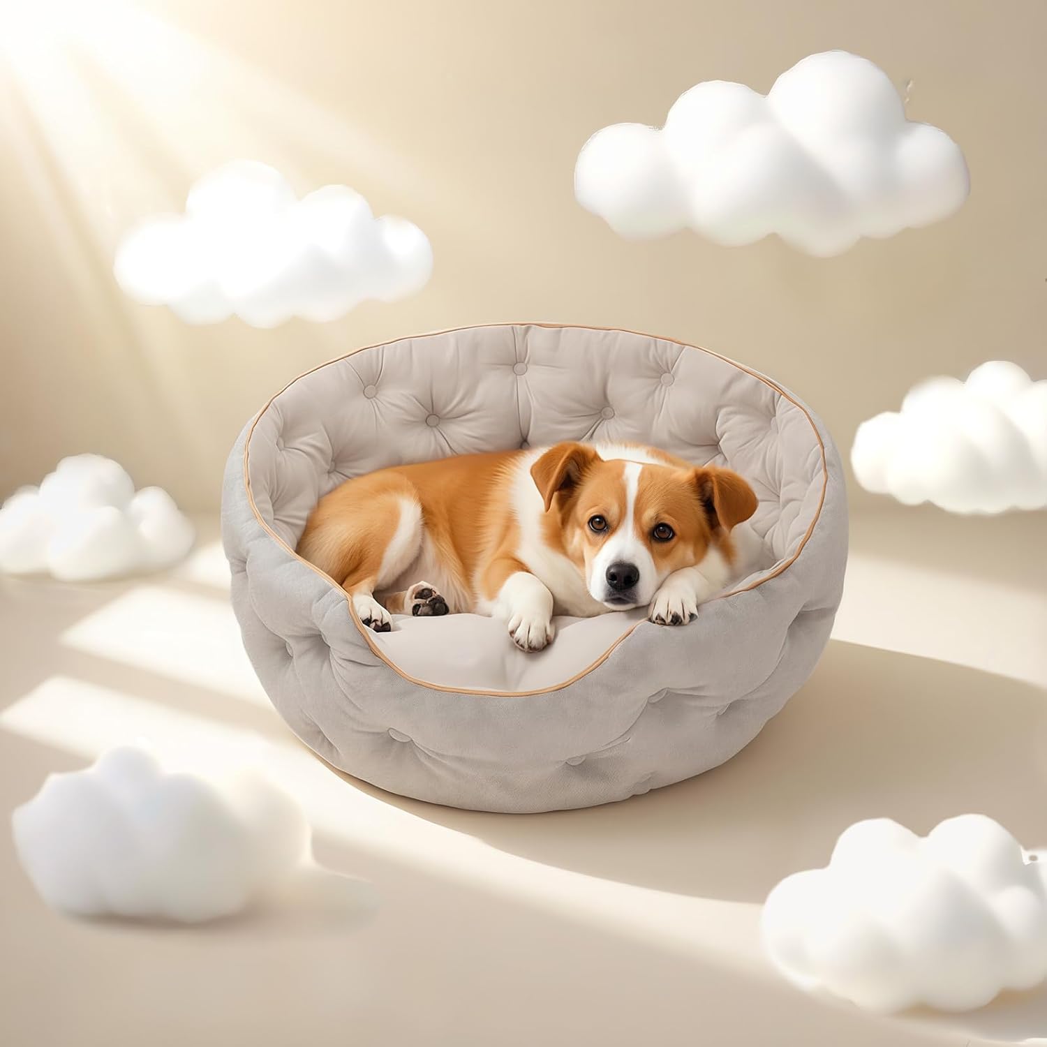 Cute Cat Beds Kitten Beds，Small Dog Beds, Washable Pet Beds for Puppy and Kitty, 20 Inch