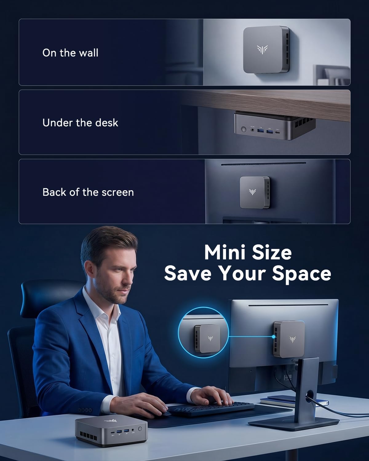 NiPoGi P3 Mini PC W-11 Pro, Ιntel Core i5-12500H, 12C/16T, jusqu'à 4,5 GHz