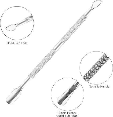 Miniatura 4 de Cortador de cutículas de uñas de metal con empujador y cortador de cutículas, kit de 2 herramientas profesionales para quitar cutículas, juego de