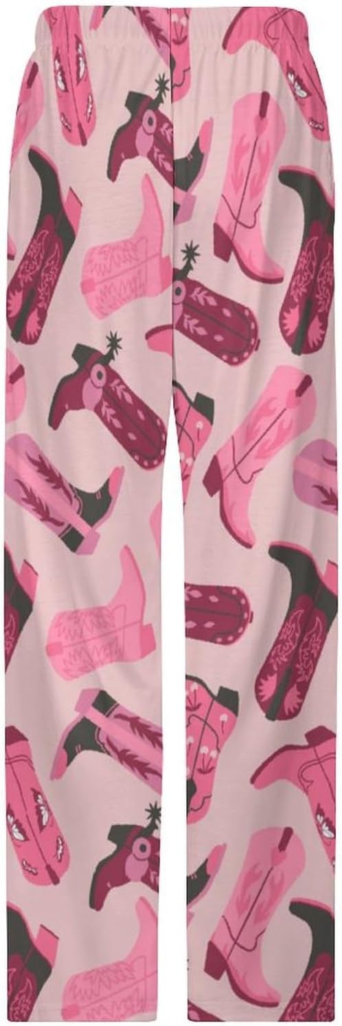 Women's Pajama Pants Retro Cowgirl Boots Hat Lounge Causal Bottoms Sleep Pants - Image 4