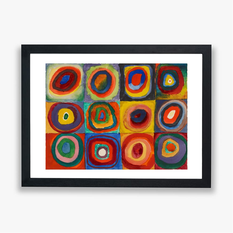 Impression murale Kandinsky Carrés avec cercles concentriques pour salon moderne XL