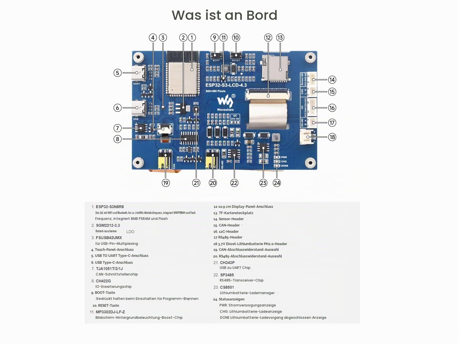 ESP32-S3 4.3inch Capacitive Touch Display Development Board with 2.4GHz WiFi and BLE 5 Support,32-bit LX7 Dual-core Processor,Integrates High-Capacity Flash and PSRAM