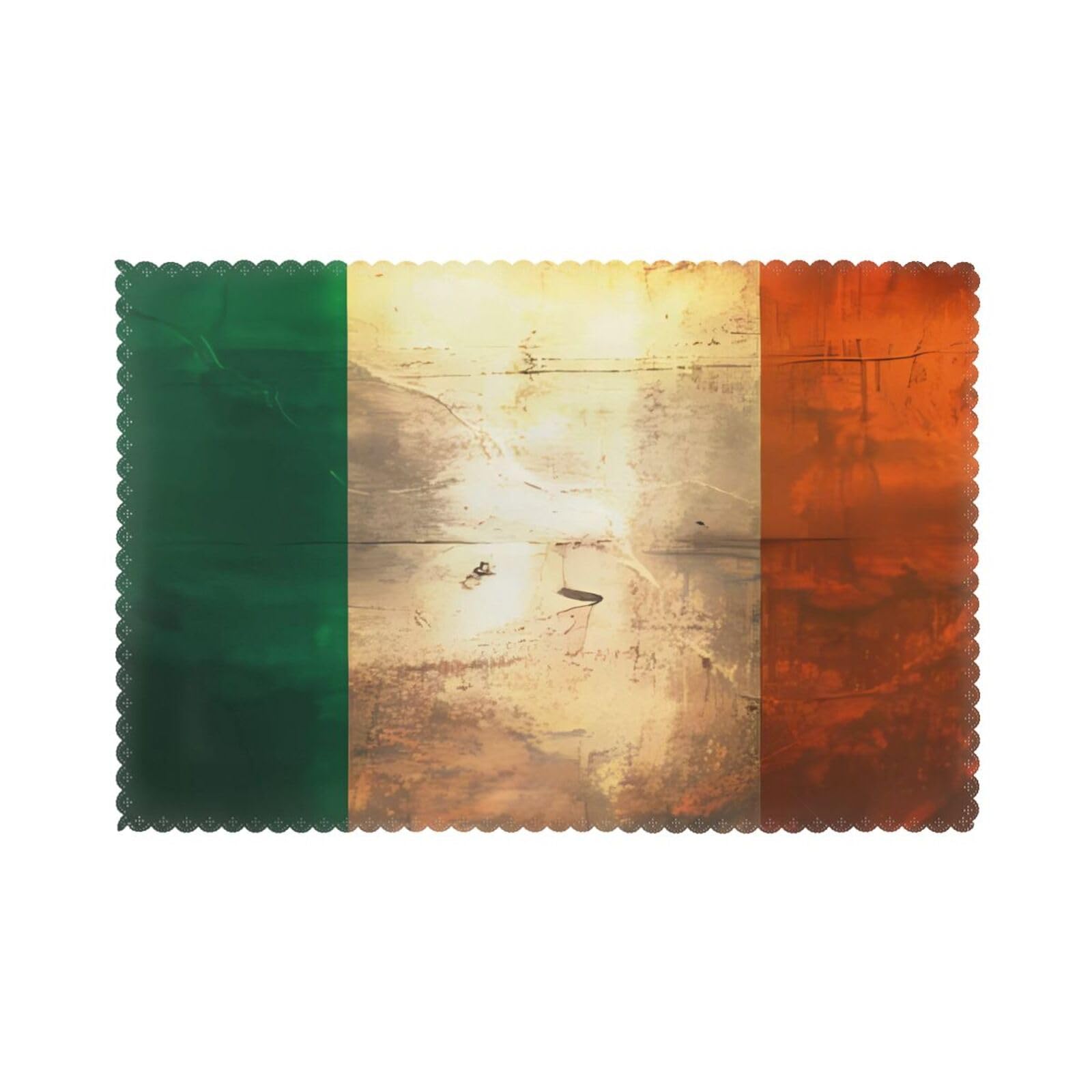 Retro Irish flag Placemat set of 6, oil-proof, washable, suitable for kitchen, restaurant, party, etc.