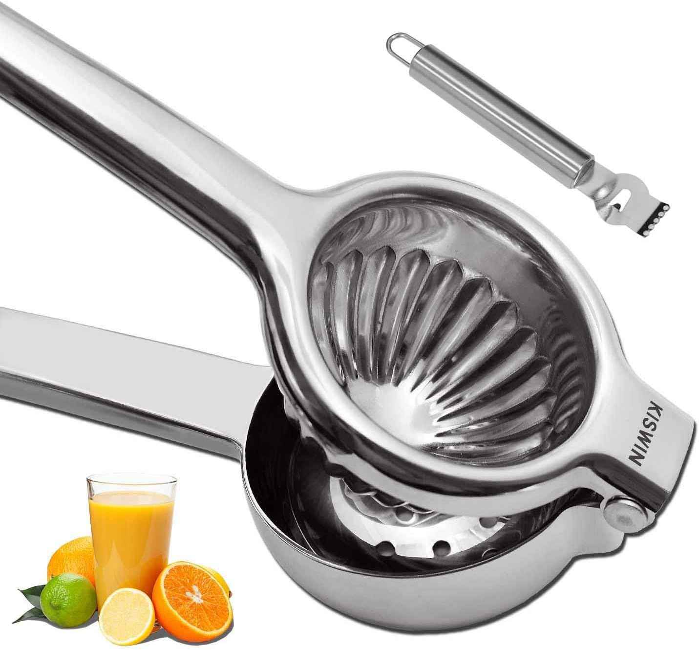 Extra Large Lemon Squeezer 304 Stainless Steel Manual Juicer Citrus Press Heavy Duty Hand Fruit Presser, Perfect for Juicing Oranges, Big Lemons & Limes - By KISWIN