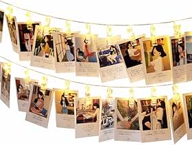 Varal Luminoso LED Decorativo 2 m com 10 Pregadores – Luz Branco Quente, Cordão para Fotos, Decoração Festa e Quarto