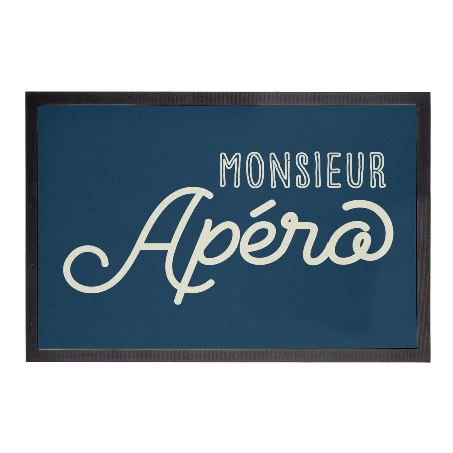 Paillasson apéritif soirée bleu, le cadeau de crémaillère idéal en 60x40cm