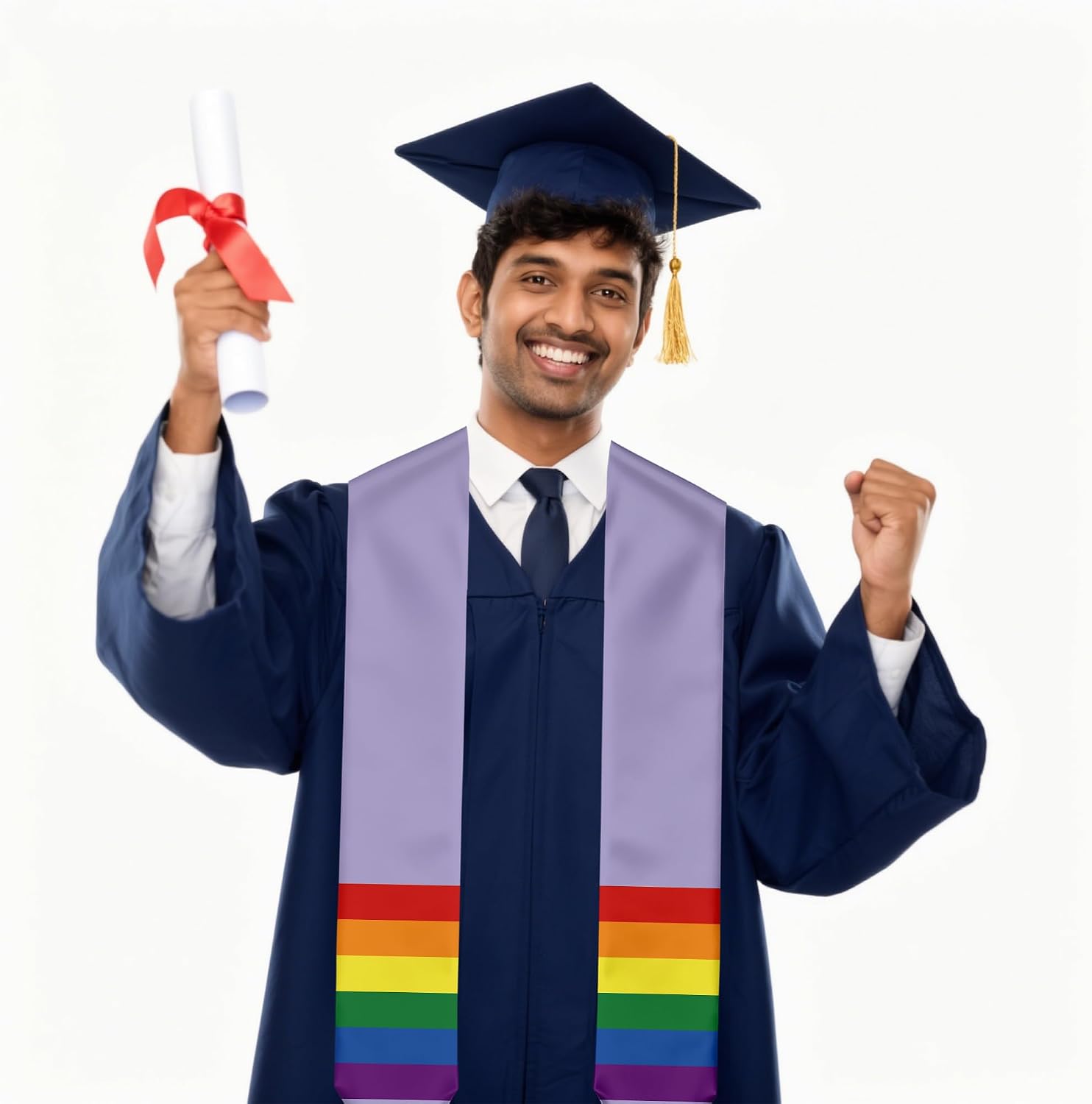 Rainbow Lavender LGBTQ+ Gay Queer Flag Graduation Stole Graduation Sash Scarf for International Student Abroad Adult Unisex