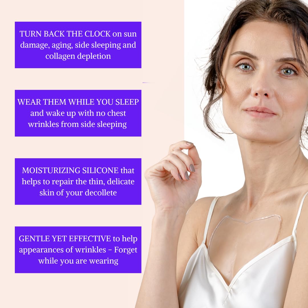 Antirughe Pads e Cerotti per Petto e Décollete - Antietá e Prevenzione delle Rughe Sottili - per Cura della Pelle - in Silicone Sicuri - Ascensore notturno - Riutilizzabile e Rivitalizzante