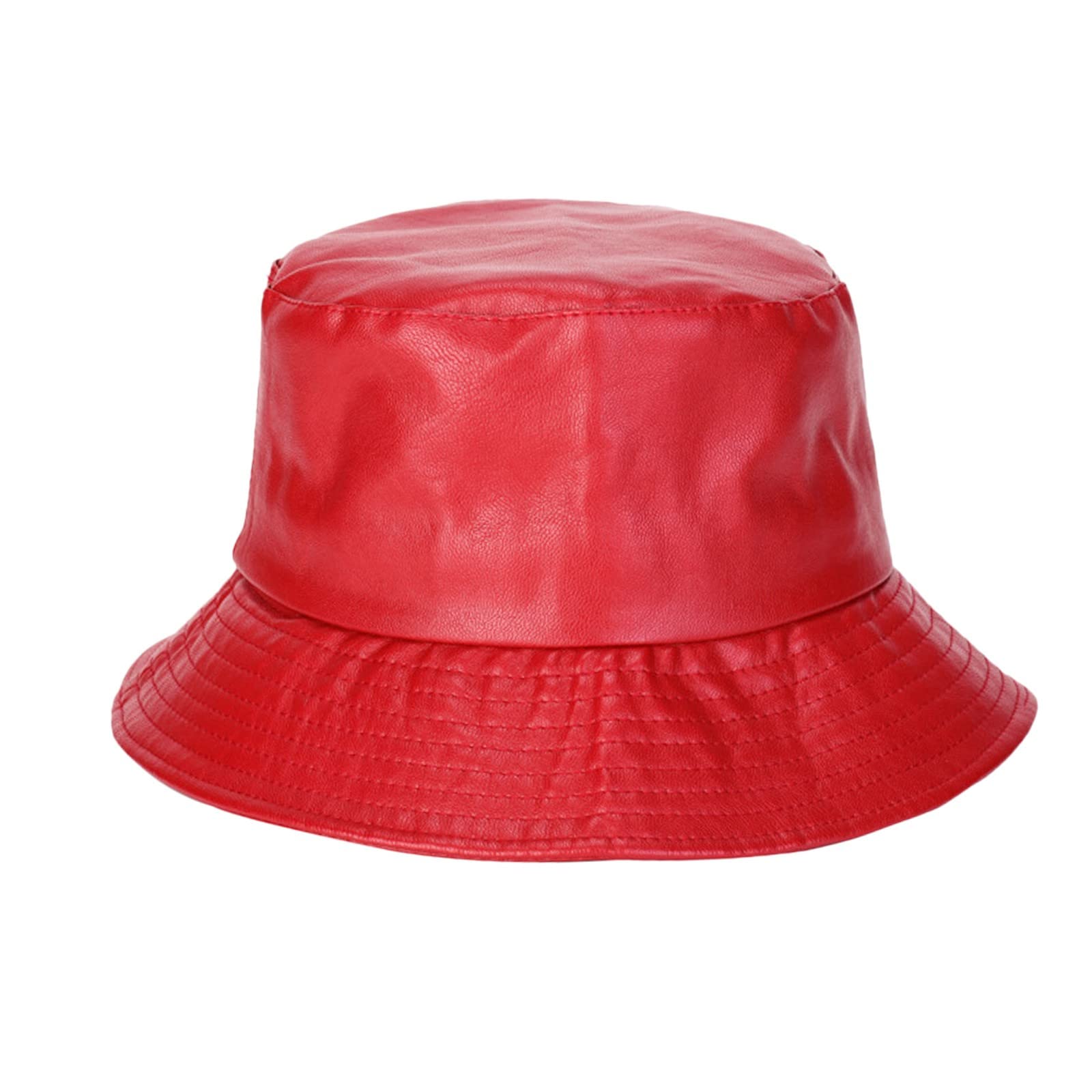 ADMAY Cálido y Cómodo Invierno 2023 Y23K Sombrero de Pescador de Cuero de la PU Sombrero de Cuenca Casual de Hombres y Mujeres Sombrero de Exterior de Color Sólido Hip Hop Sombreros de Cuero de