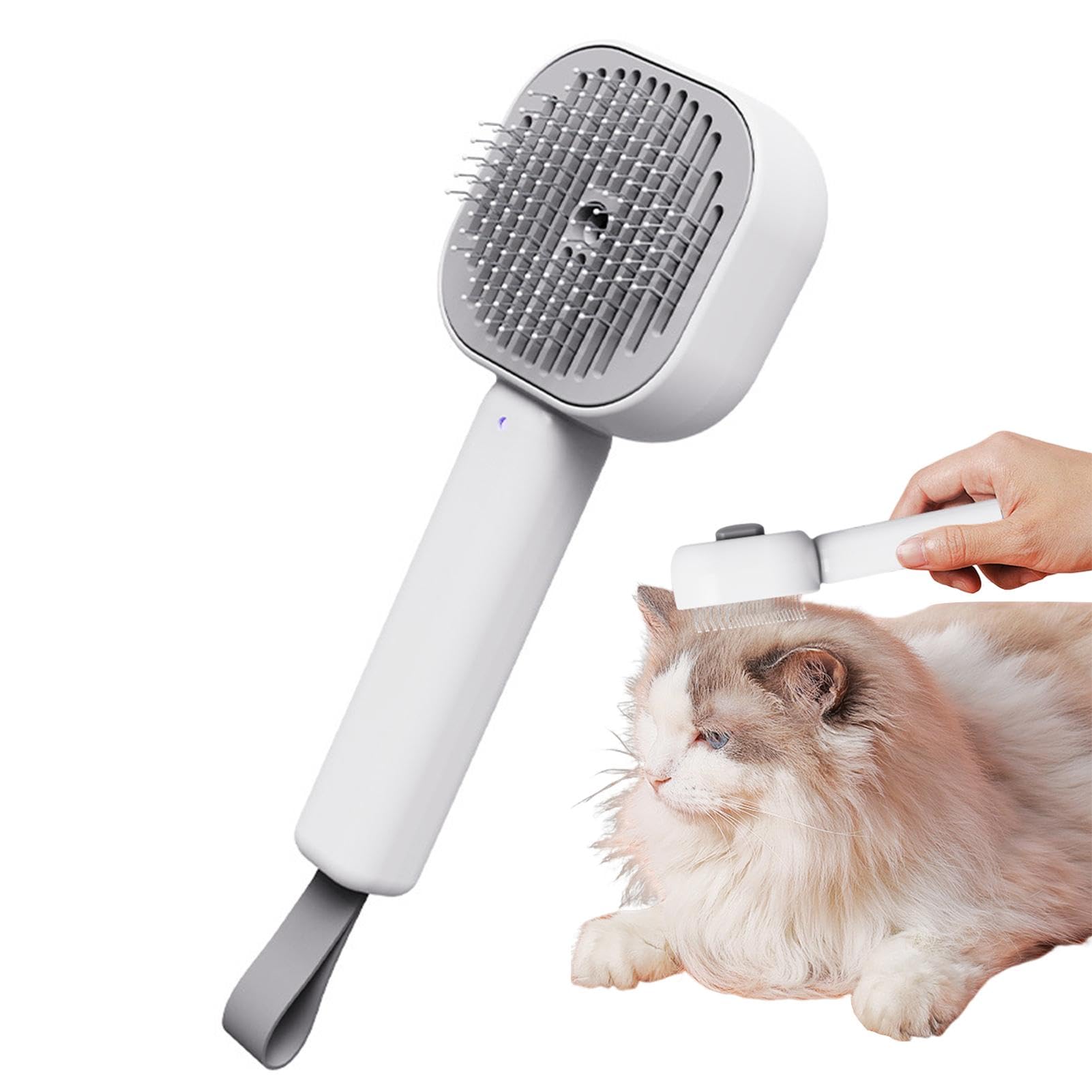 Cepillo de vapor para gatos, 3 en 1, cepillo de vapor para gatos, cepillo para gatos de interior, peine para quitar pelos, cepillo de vapor para mascotas, para pelos largo y corto, gatos, perros