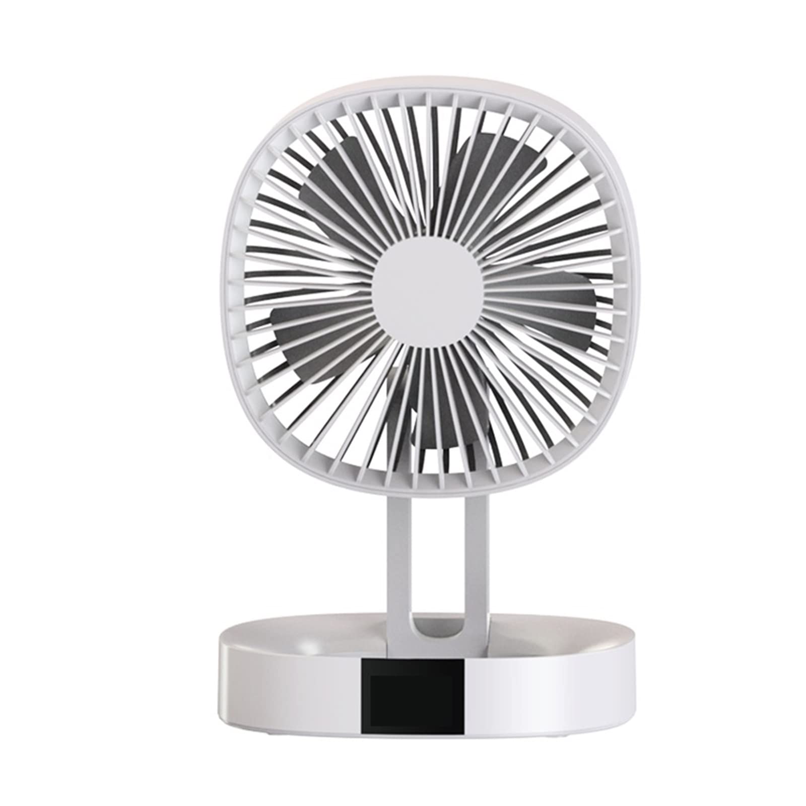 Portable Electric Fan Mini Air Conditioner 2000mAh Desktop USB Rechargeable Folding Cooling for Bedroom Ceiling Airflow Comfort Refreshing Breeze(White)