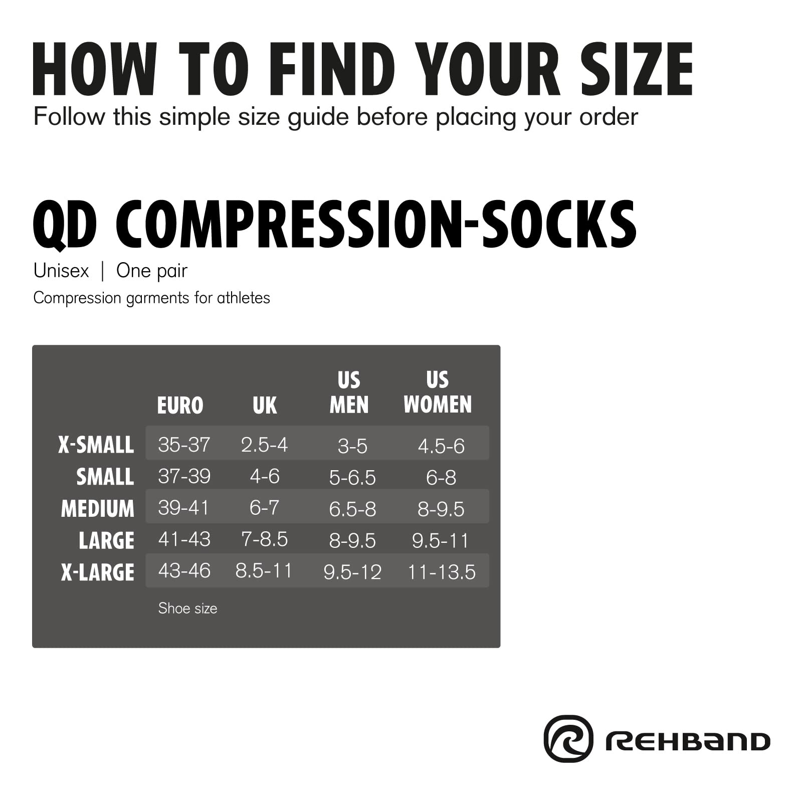 Rehband Kompressionsstrümpfe Herren & Damen, 1 Paar, Kompressionssocken Sport, Stützstrumpf 15-20 mmHg, Laufsocken