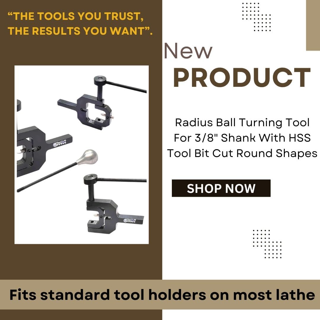Radius Ball Turning Tool for Lathe, 3/8" Shank with HSS Tool Bit, Precision Metalworking Tool, Durable Construction for Smooth Spherical Shapes, Compatible with Various Lathe Machines