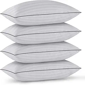 GOHOME Pillows Standard Size Set of 4 - Bed Pillows for Sleeping 4 Pack, Cooling Supportive Hotel Pillows with Premium Soft Down Alternative Fill for Side Stomach and Back Sleepers