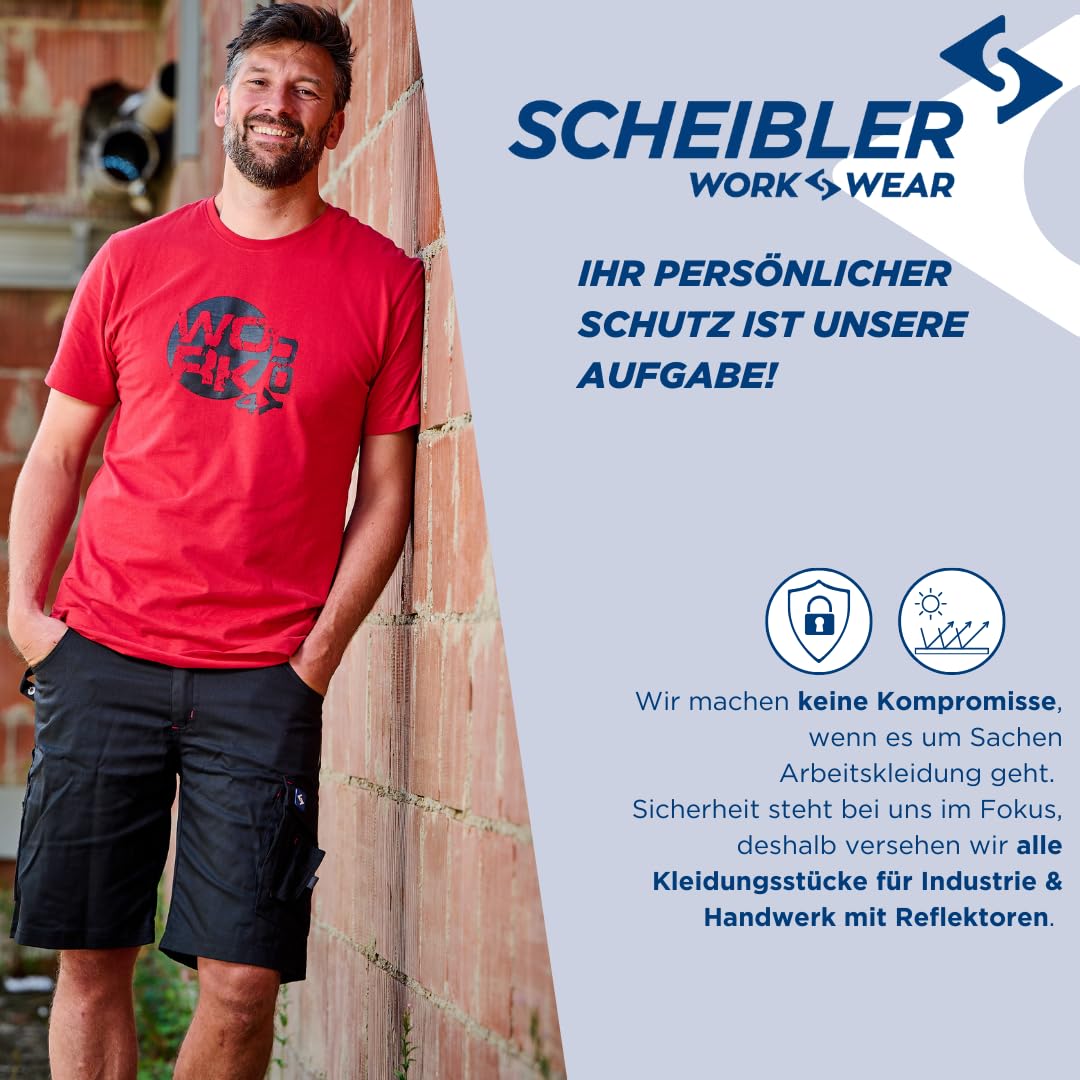 Scheibler Workwear – Pantaloncini softshell da uomo – Pantaloni da lavoro altamente elastici per l'estate – Pantaloni corti softshell con cintura flessibile, elastico in vita e molte tasche –