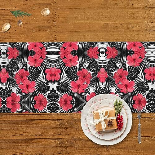 Chemin de table de Noël hibiscus rouge 152 cm pour sublimer une table vide sans effort - 6