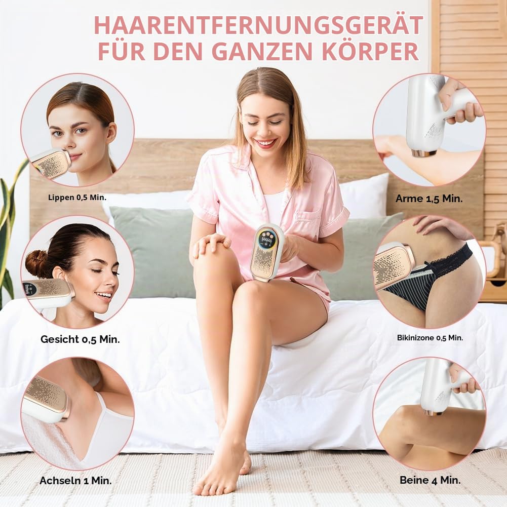 AOOWU IPL Geräte Haarentfernung mit Kühlfunktion, Laser Haarentfernung mit 9 Energiestufen, 3 Funktionen,999,900 Lichtimpulse Schmerzfreie Haarentfernungsgerät für Männer Frauen Gesicht Achseln Beine