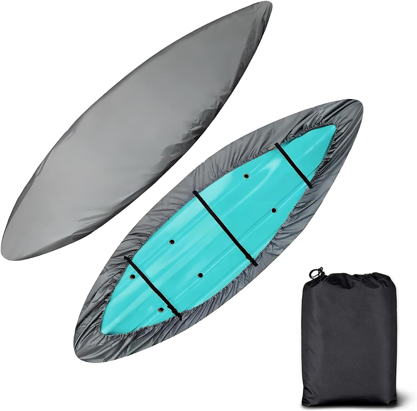 1 PCS Kayak Cover for Sea Eagle 385 FastTrack 2017–2026 Oxford Fabric Outdoor Protection Storage with Storage Bag Waterproof Canoe Outdoor Boat Cover Accessories, Gray style