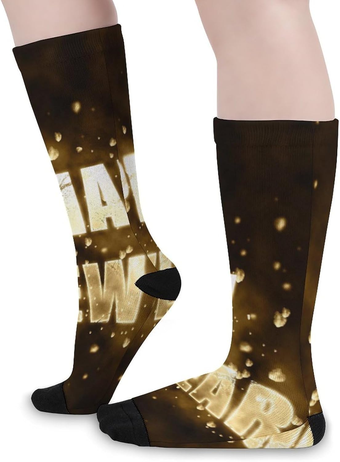 Gold Happy New Year Knee High Socks Athletic Long Stockings Sport Casual Crew Tube Sock Boot