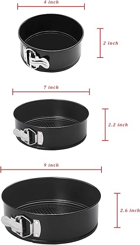 Miniatura 2 de Springform - Juego de 3 moldes antiadherentes para tartas de queso, a prueba de fugas, redondos, con parte inferior extraíble, molde para tartas, 3