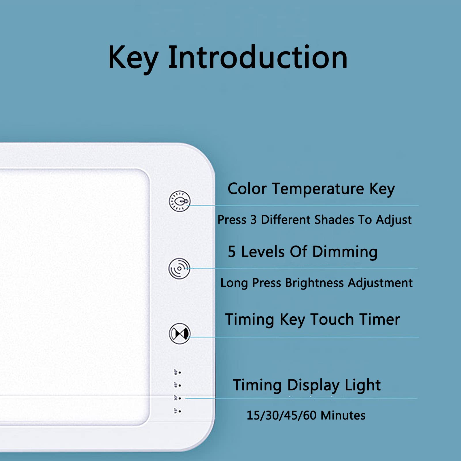 Lampe solaire 14 000 Lx, lumière de thérapie portable à spectre complet avec support, 5 niveaux de luminosité et 3 niveaux de température de couleur, contrôle de synchronisation, pour améliorer le s
