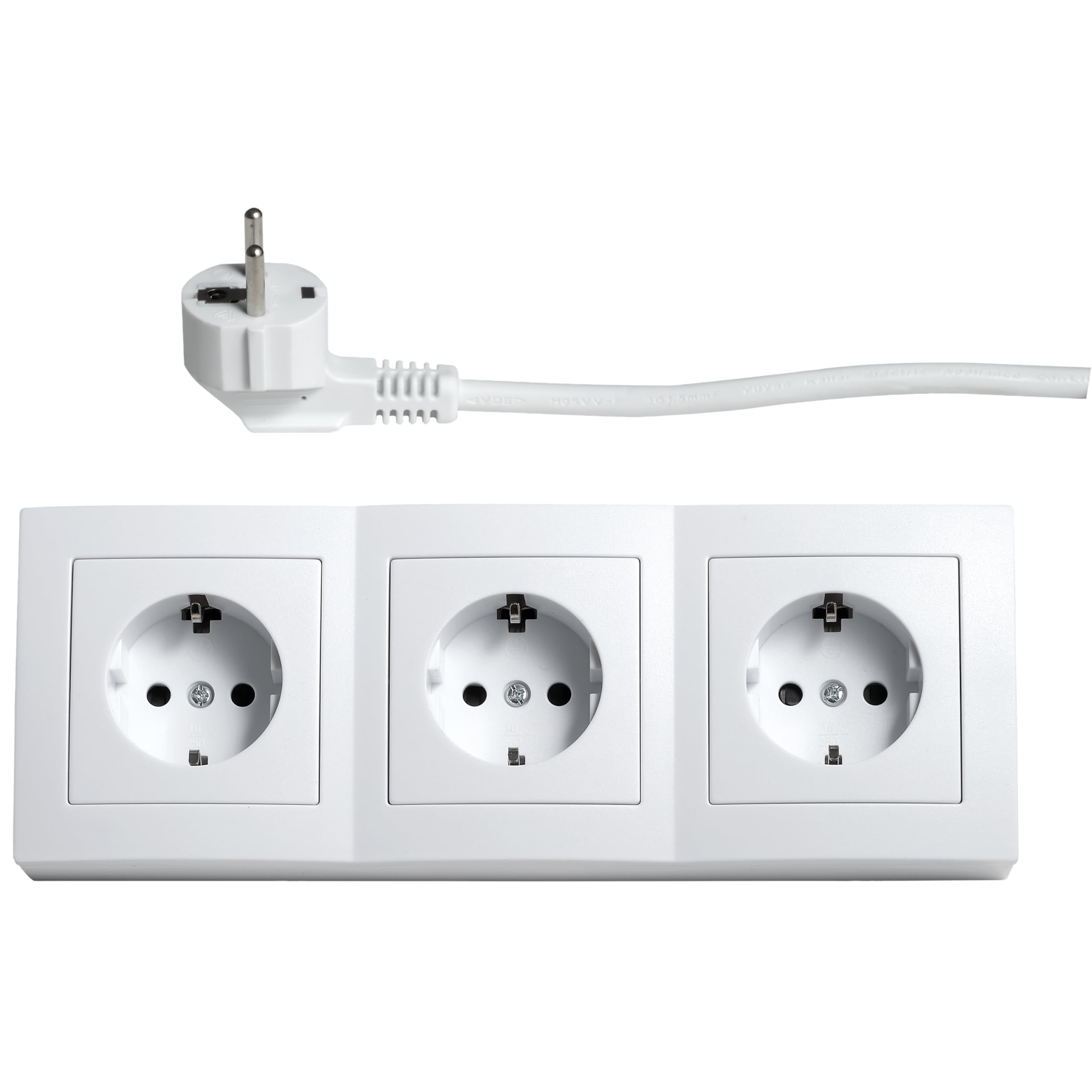 McPower Steckdosenblock Unterbausteckdosen | Flair | Ecksteckdose 3-Fach Steckdosen Schutzkontakt, 2m Kabel mit Stecker, 250V / 16A, Aufbau (Weiß mit Kabel)