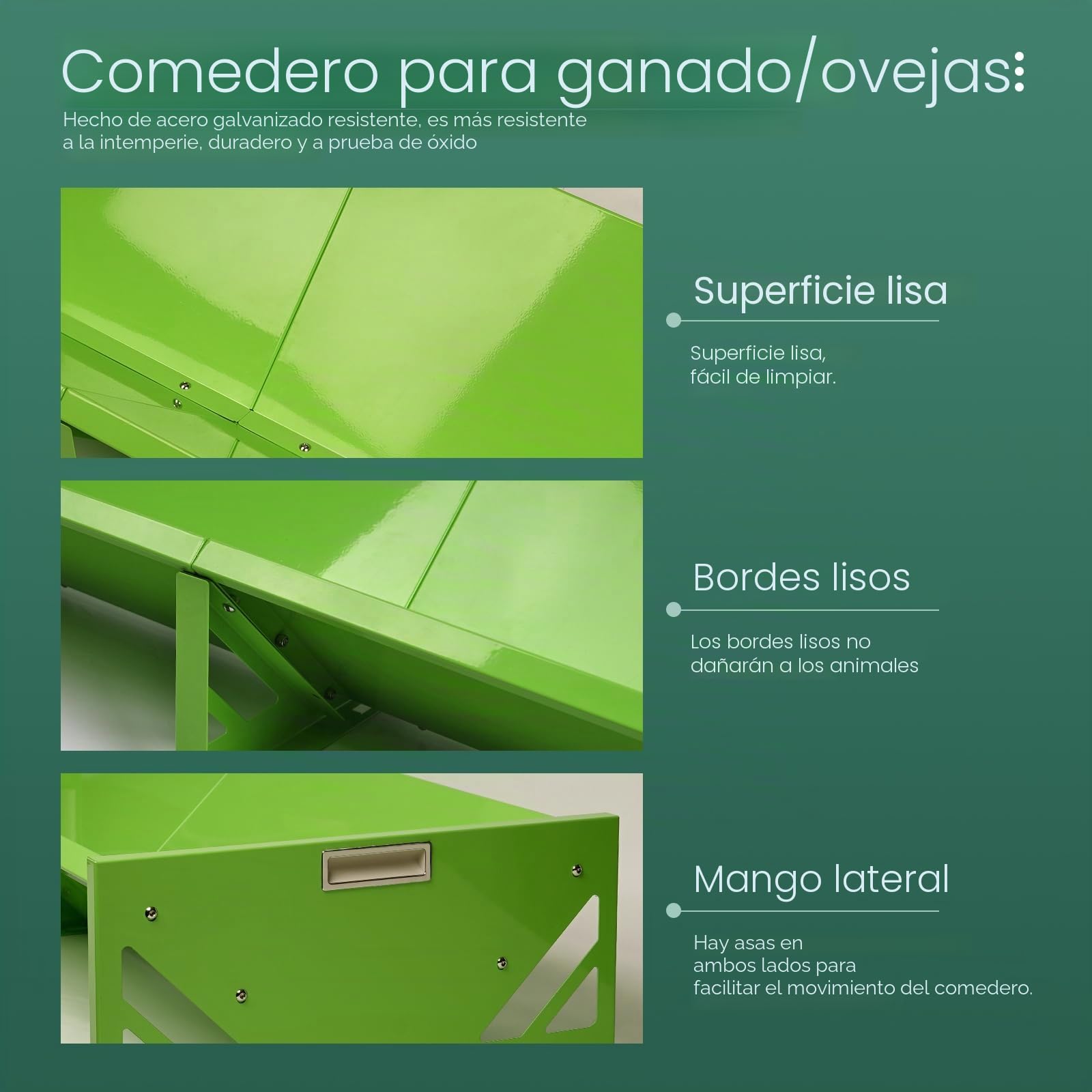 Comedero para Ovejas y Cabras 138*54*20cm Portátil Comedero de Heno para Ganado Gran Capacidad Metálico Alimentador de Heno Para Cabras Fácil de Limpiar (Verde)