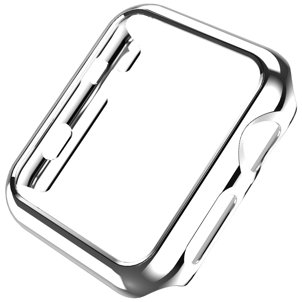 Compatible with Apple Watch Case 44mm 40mm, Super Thin PC Plated Bumper Protector Shiny Cover Lightweight Slim Shell Shockproof Frame Accessories Compatible iWatch Series 6 5 4 SE(Silver, 40mm)