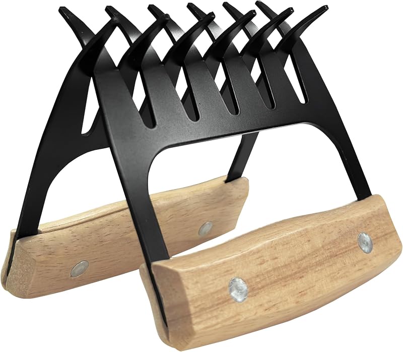 2 Pieces Meat Shredder Bear Claws with Wooden Handles – Chicken Shredder Tool for Pulled Pork, BBQ Meat Shredding, Barbecue Accessories, BBQ Gadgets