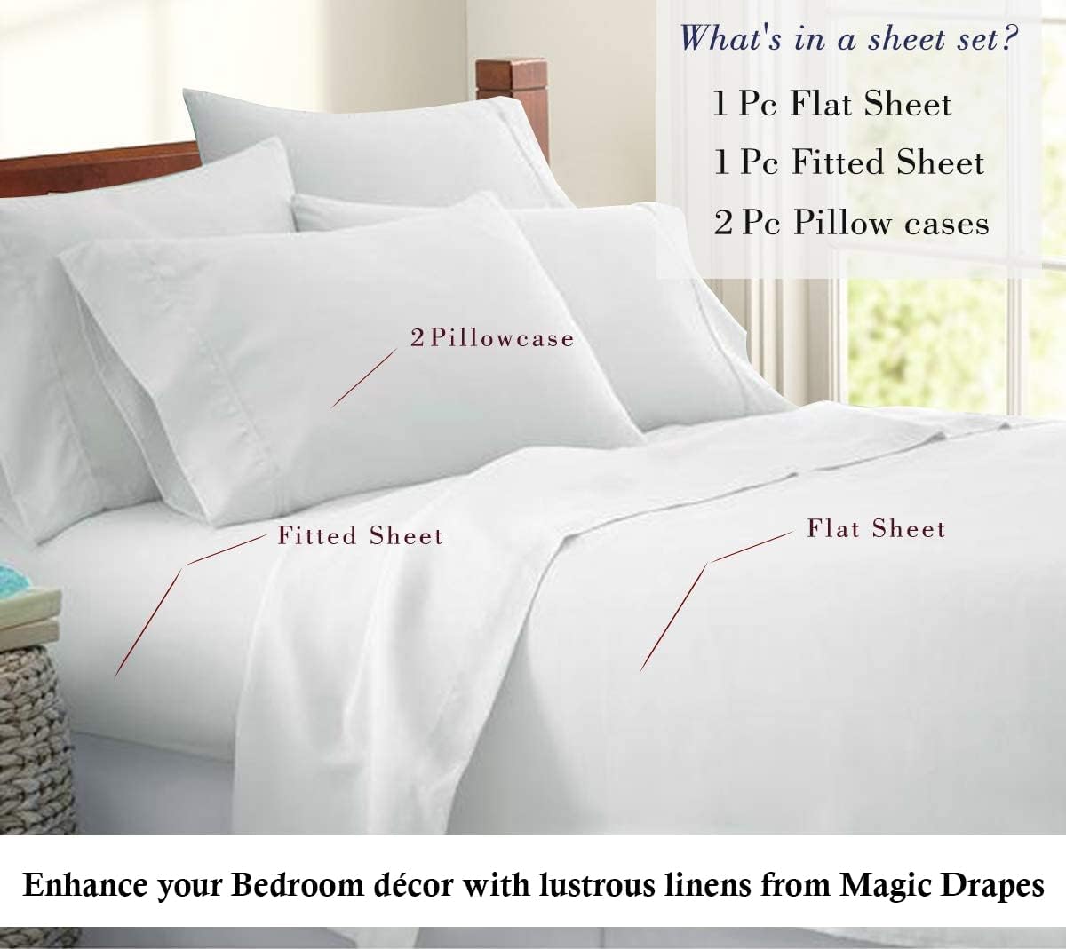 Magic Sheets 800 Thread Count 4 Piece Sheet Set 100% Egyptian Cotton Premium Sateen Finish Hotel Quality Bedding Extra Deep Pocket (1 Fitted Sheet 1 Flat Sheet 2 Pillow Cases) (King, Elephant Grey) : Home & Kitchen