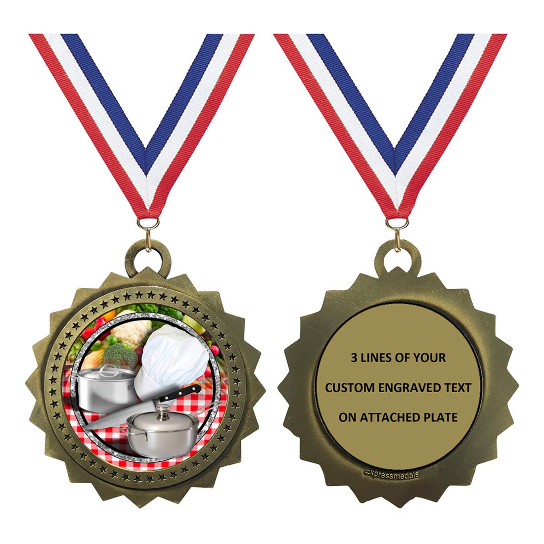 Chef Cooking Gold Large 3 Inch Engraved Medals Trophy Award Personalized Free D03-FCL453 1PK