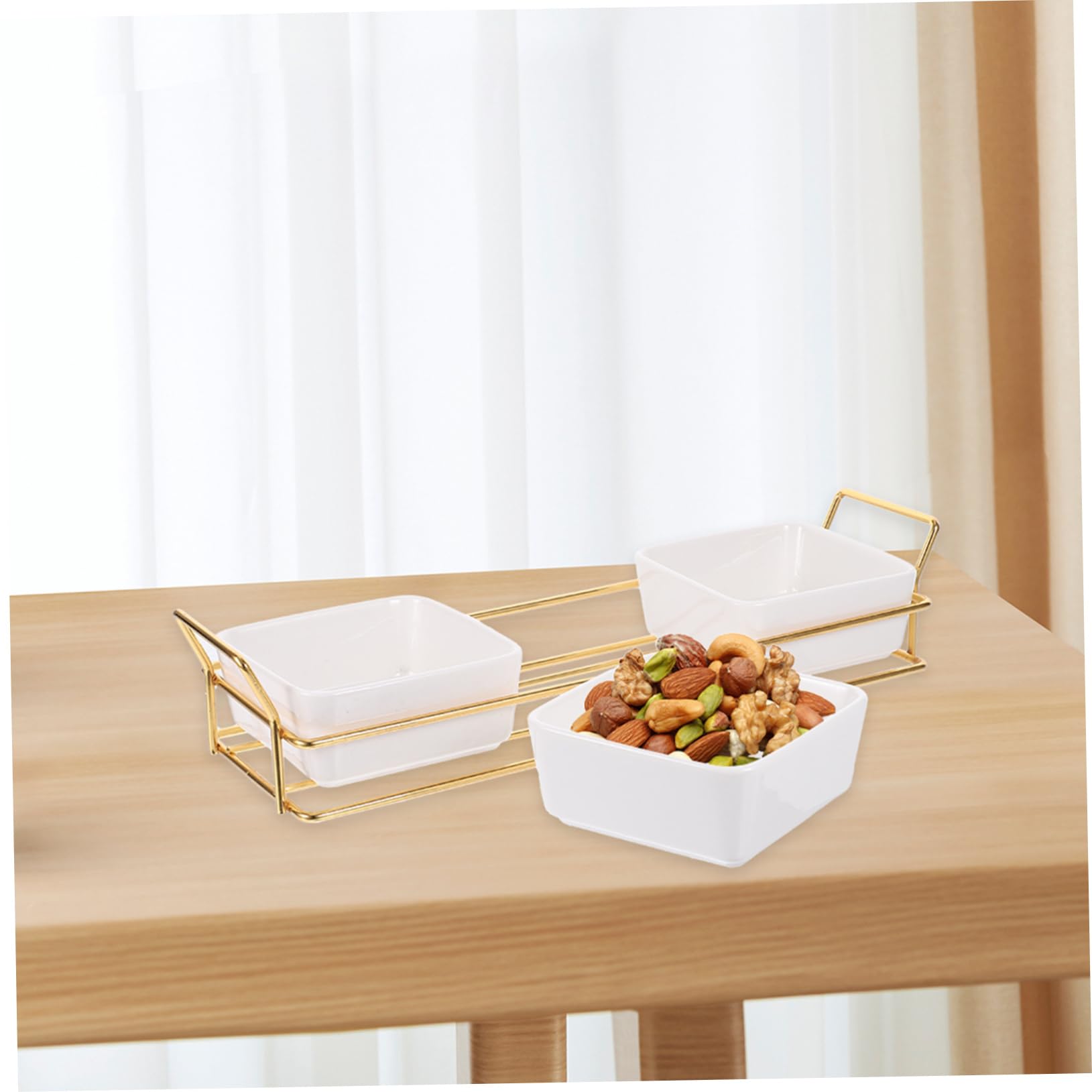 ABOOFAN Vassoio Porta Frutta Secca in Ferro e Ceramica con Design Elegante, Stabile e Funzionale per Cucina e Casa, Set per Snack e Dolci