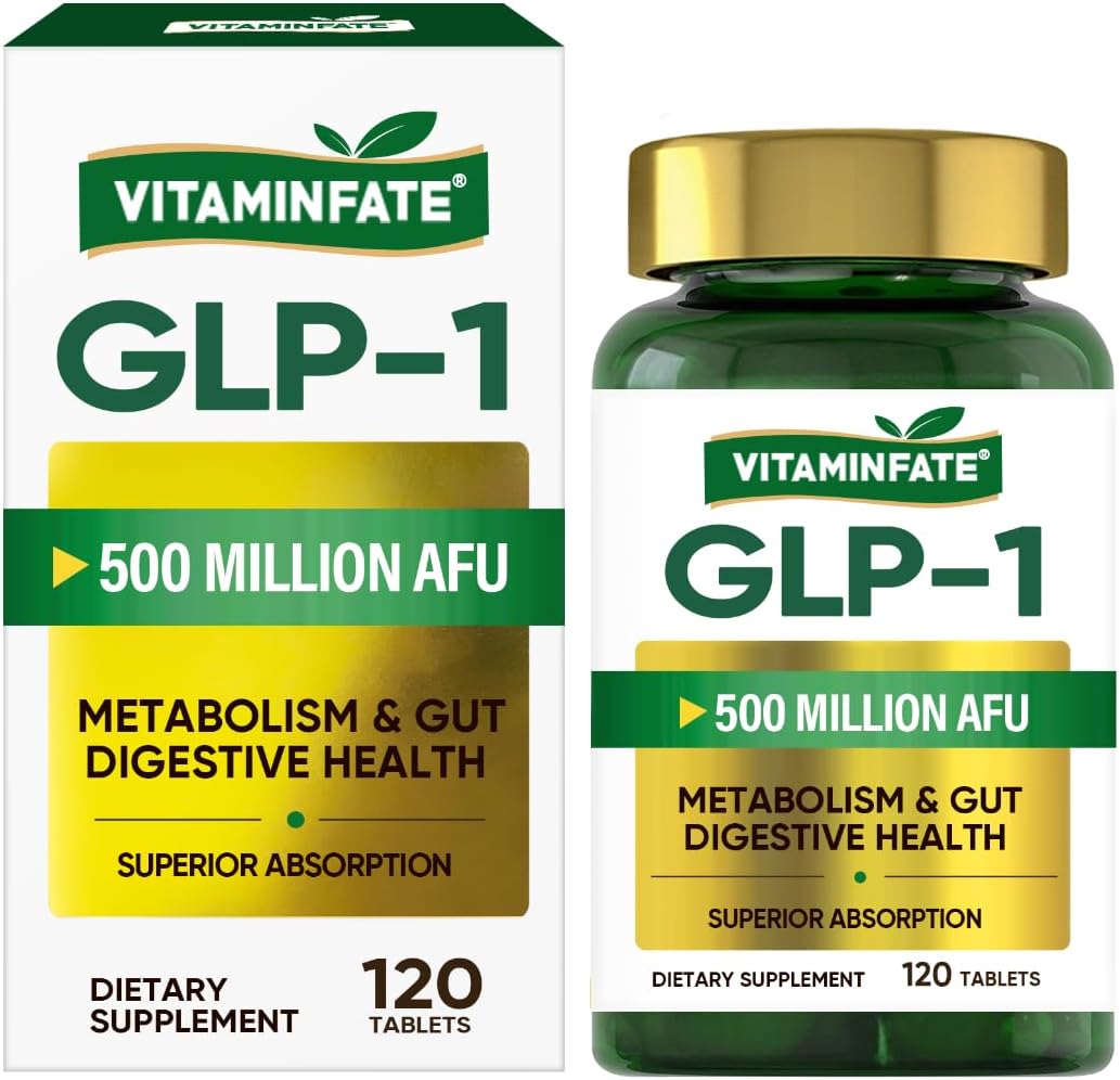 VITAMINFATE GLP-1 Booster for Metabolism & Appetite Control – 120 Capsules with 500M CFU Akkermansia Probiotic, Supports Weight Management, Gut Health, Digestion & Energy for Men & Women ﻿