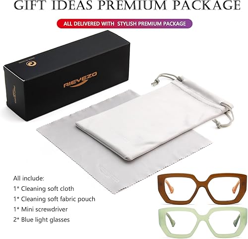 Miniatura 10 de AIEYEZO Gafas de luz azul con marco grueso para hombres y mujeres, gafas cuadradas de moda para computadora, antifatiga ocular y previenen el dolor