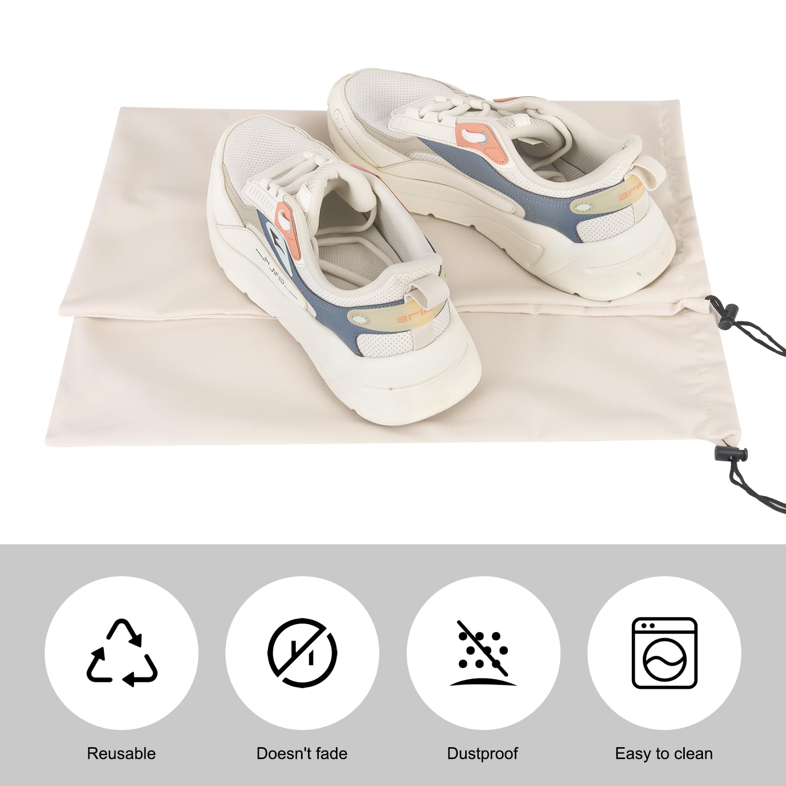 LAKE OF FIRE 8-teilige Flanell-Schuhbeutel für Reisen – 45,7 x 22,9 cm Packtaschen für Koffer, Schuhe, Beige, Tragbar, leicht
