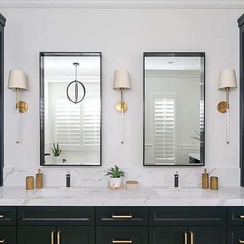 Miniatura 3 de ARCORA - Grifo de baño negro y dorado para lavabo de baño, grifo de baño moderno de un solo orificio con líneas de suministro cUPC y drenaje