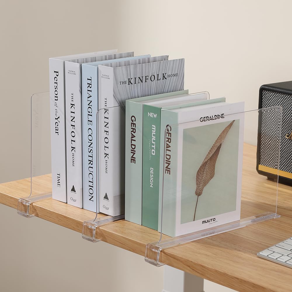 8-Pack Clear Shelf Dividers - Purse Organizer for Closet - Shelf Dividers for Closet Organization - Sweater Storage for Closet - Clothes Organizer for Closet - Closet Shelves Organizer